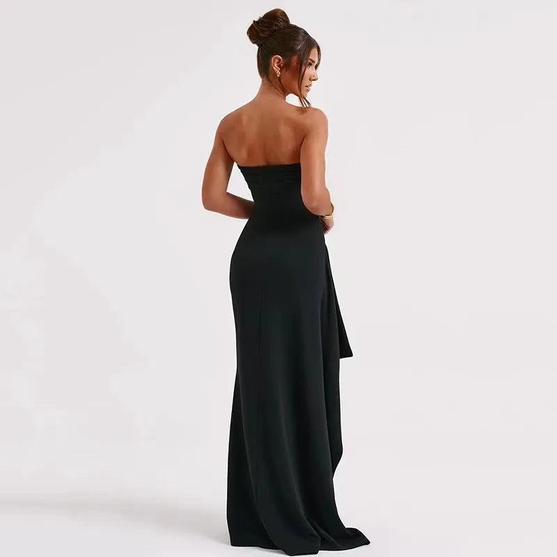View details for Women's Line Up Collar With Sexy Backless High Slit Dress