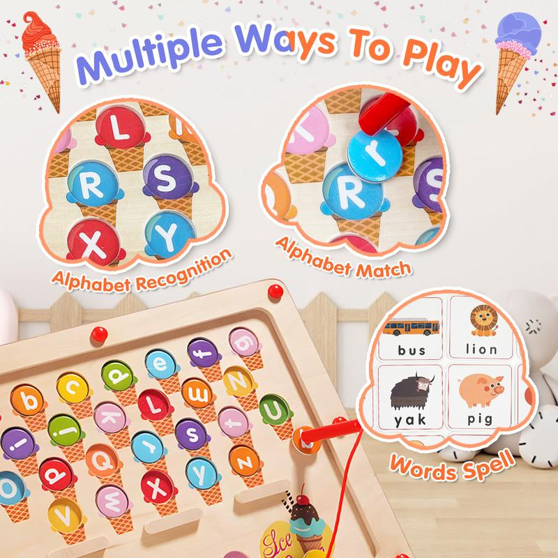 Alphabet Wooden Color Matching Counting Puzzle for Toddlers Educational Fine Motor Skills Toy