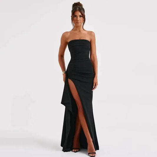 View details for Women's Line Up Collar With Sexy Backless High Slit Dress