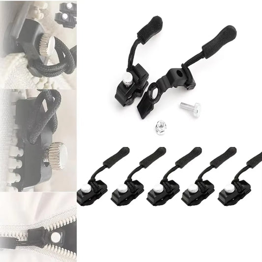 6 Pcs Universal Instant Zipper Repair Replacement Sliding Teeth Rescue Zipper Fixer Screw on for Bag 3 Different Size Sewing Kit