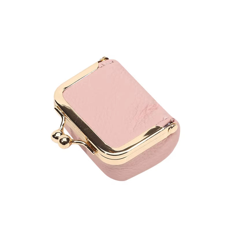 Women'S Solid Color PU Leather Jewelry Box, Ring, Necklace, Earring Storage Mini Coin Wallet Small Bag Kiss Lock