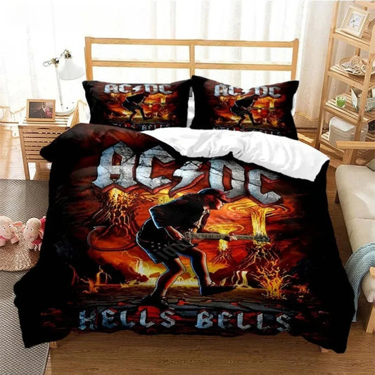 AC/DC Rock Band Bedding Set | Thunderstruck Duvet Cover & Pillowcase Set | Rock Your Room with Legendary AC/DC Style | Queen of the Bedroom Comforter for Kids & Adults Home Bedding Store