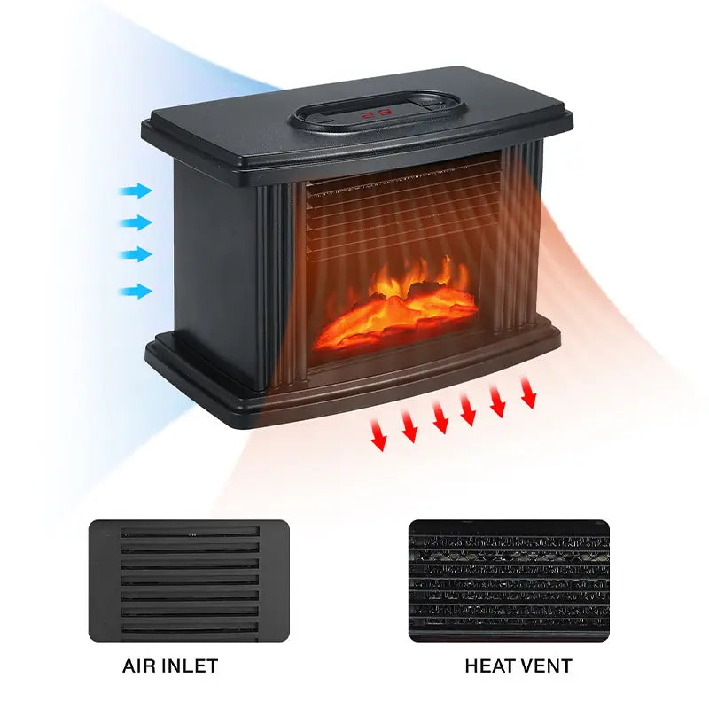 Electric Fireplace Heater LED Flame Effect Stove Maroon Asteria