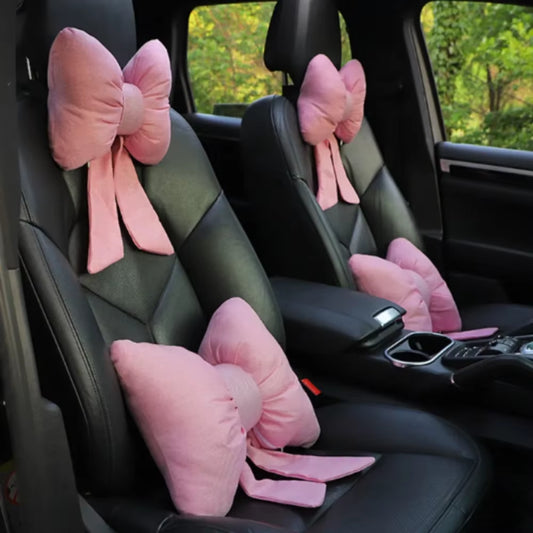 Bowknot Pillows Car Seat Neck Rest Pillow,Car Headrest Neck Cushion Pillows,Pink Car Accessories for Women