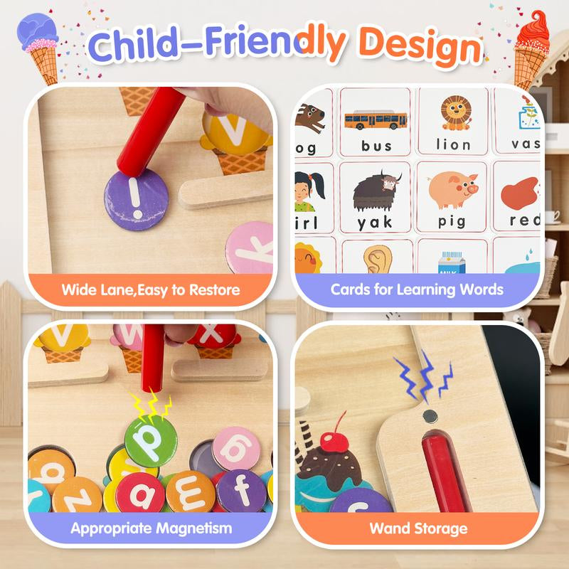 Alphabet Wooden Color Matching Counting Puzzle for Toddlers Educational Fine Motor Skills Toy