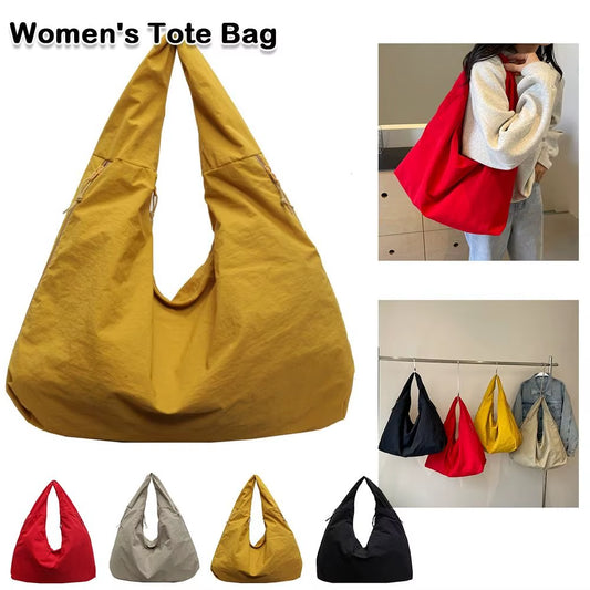 Women'S Solid Color Textured Draped Tote Bag Casual Reusable Canvas Shoulder Bags Large Capacity Shopping Bag All Match Underarm