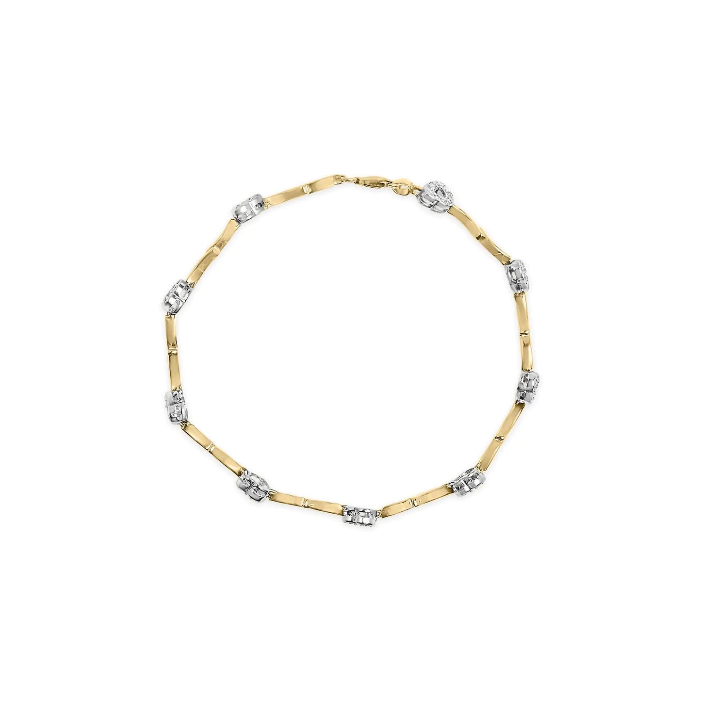 View details for 10k Two-Tone Gold 1/3 Cttw Diamond Pave Set Heart S-Link 7.25" Bracelet (I-J Color, I2-I3 Clarity)