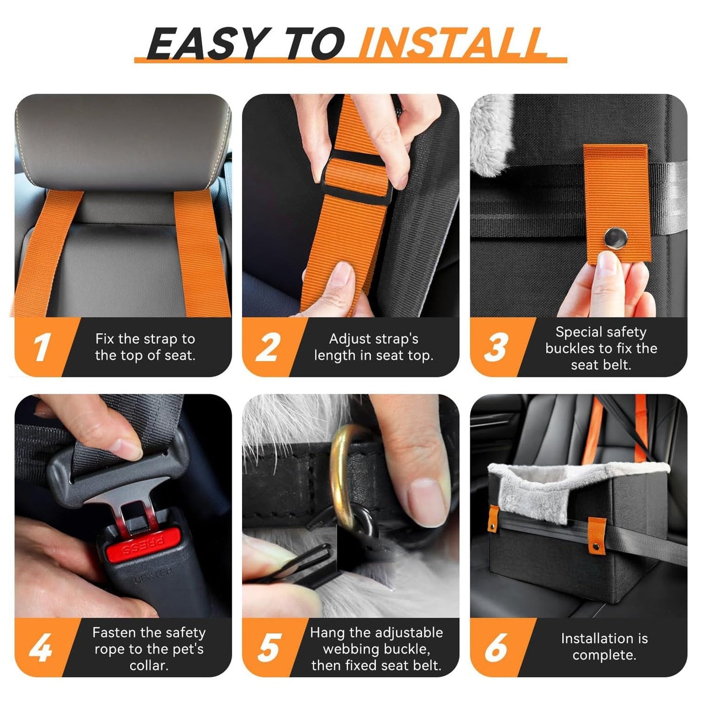 Portable Small Dog Car Booster Seat For Car With Clip-On Safety Leash Perfect For Small Pets Yvictory Store