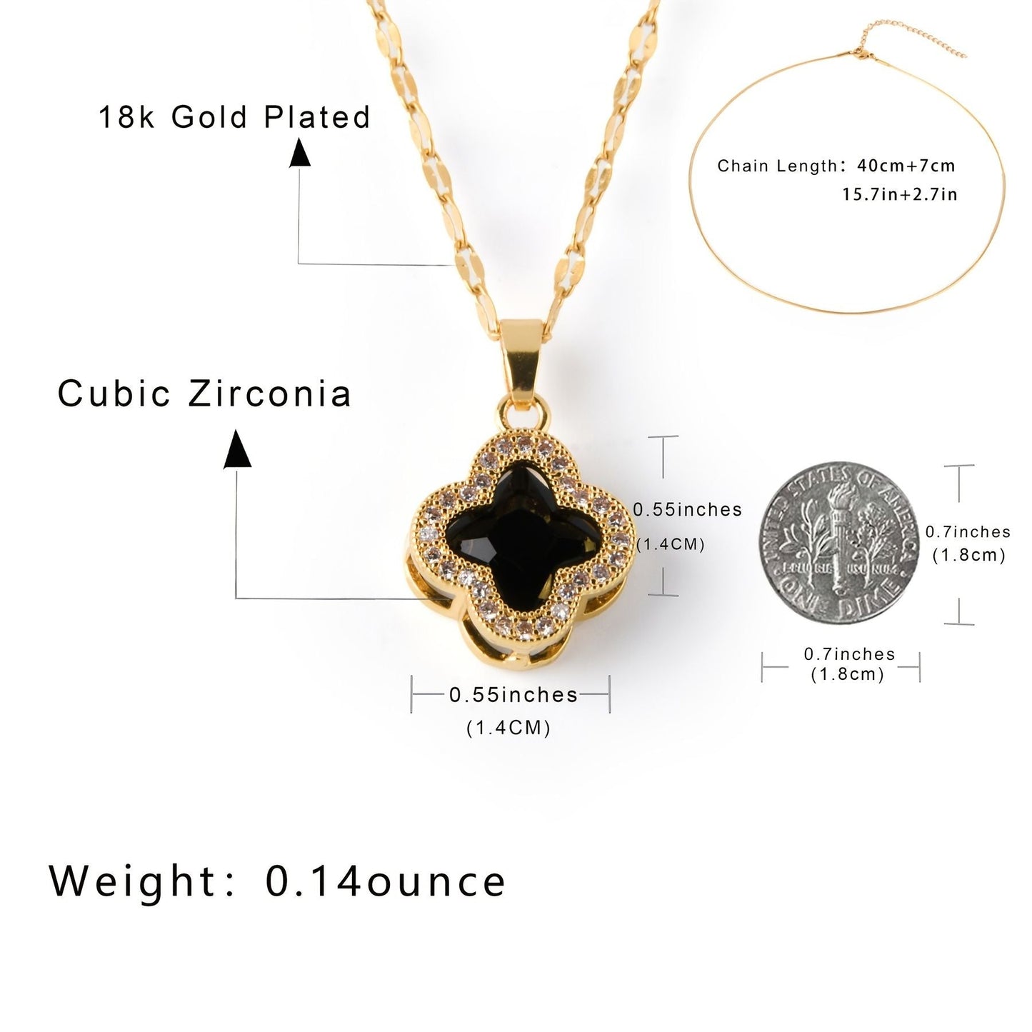 View details for Simple Flower Shape Pendant Necklace Inlaid Shiny Zircon 18K Gold