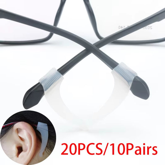 20PCS Silicone Anti-Slip Ear Grip Glasses Eyeglasses Leg Ear Hook Stopper Bracket Fastener Temple Tip Eyewear Holder Accessories