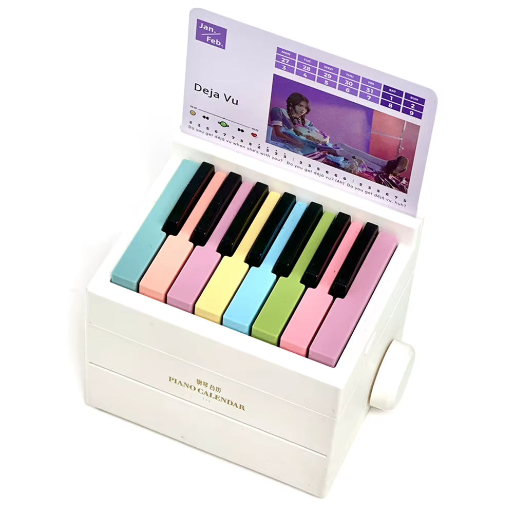 Singer Piano Calendar 2025 Playable Mini Piano Calendar Music Sheets Toy 15 Keys Piano Desk Calendar Gift for Fans
