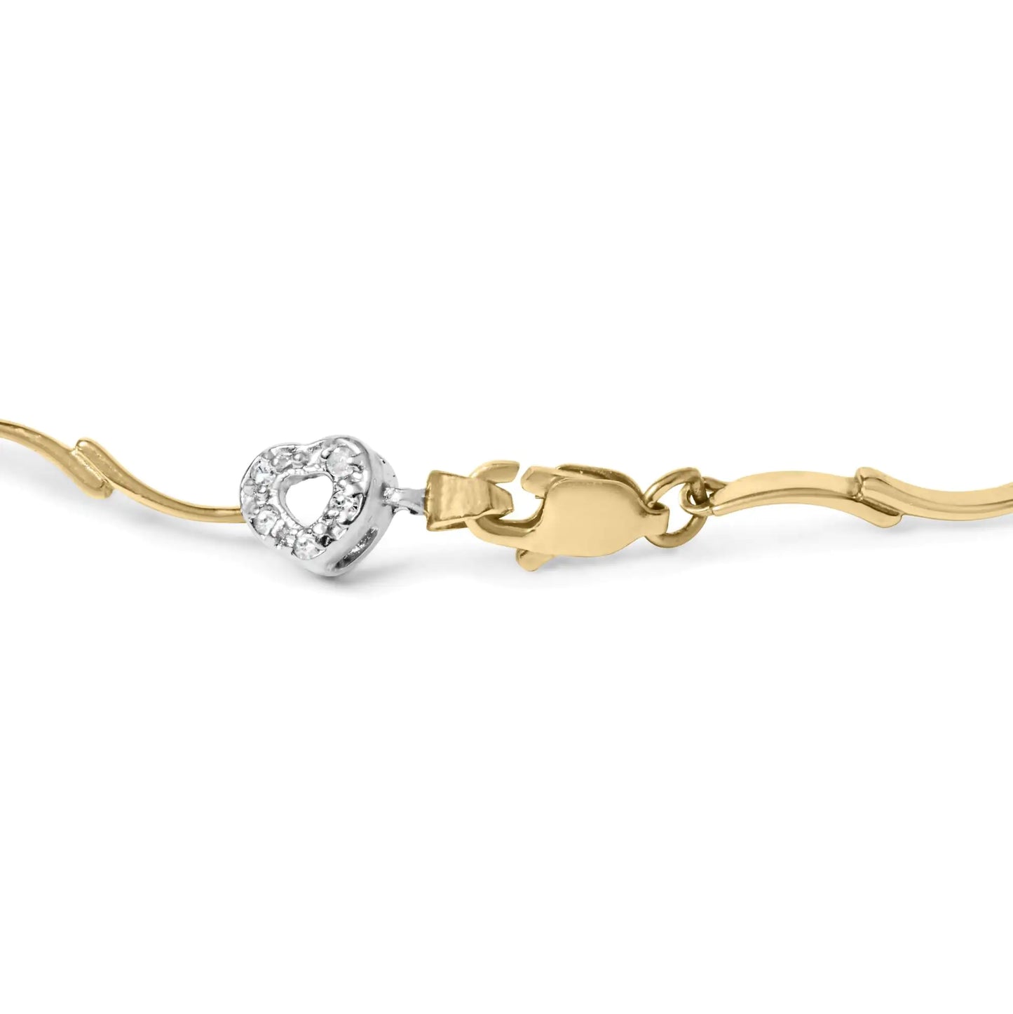 View details for 10k Two-Tone Gold 1/3 Cttw Diamond Pave Set Heart S-Link 7.25" Bracelet (I-J Color, I2-I3 Clarity)
