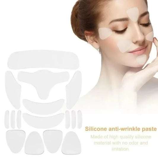 16-Piece Set Anti-Wrinkle Stickers Women Reusable Silicone Removal Sticker Face Forehead Neck Pad Aging Skin Lifting Care Patch