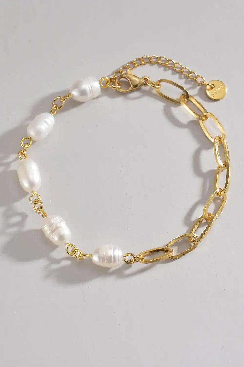 View details for Half Pearl Half Chain Stainless Steel Bracelet Half Pearl Half Chain Stainless Steel Bracelet