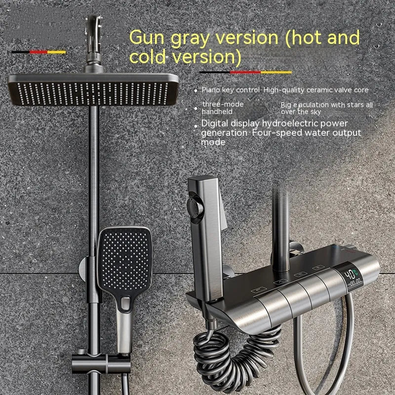 View details for Copper Button Constant Temperature Shower Set Digital Display Large Shower Set Gray Suit