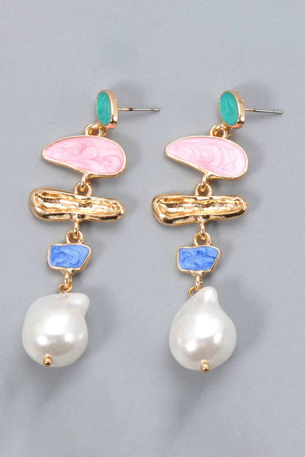View details for Abnormal Shape Zinc Alloy Synthetic Pearl Dangle Earrings