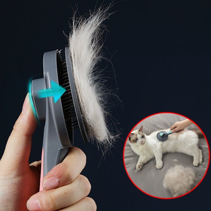 Self-Cleaning Cat Grooming Brush for Long & Short Hair