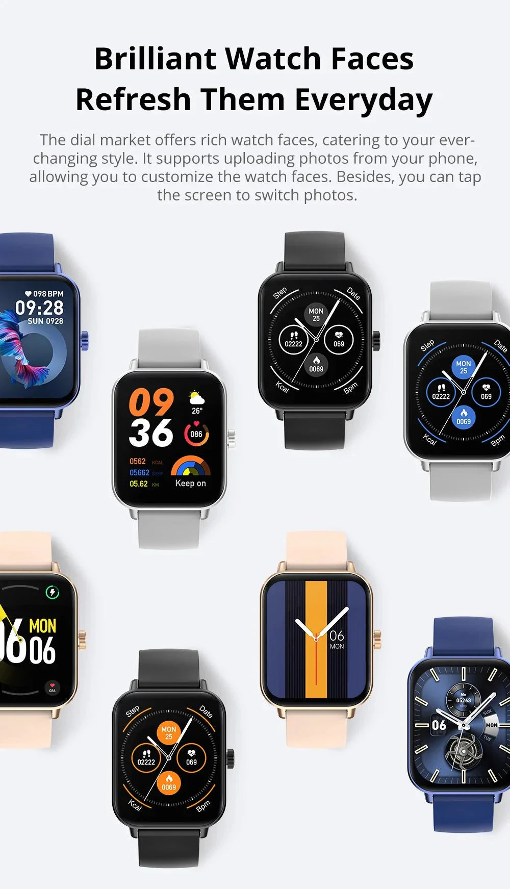 Smart Watch 1.9" Screen | Heart Rate & Health Monitor | Bluetooth