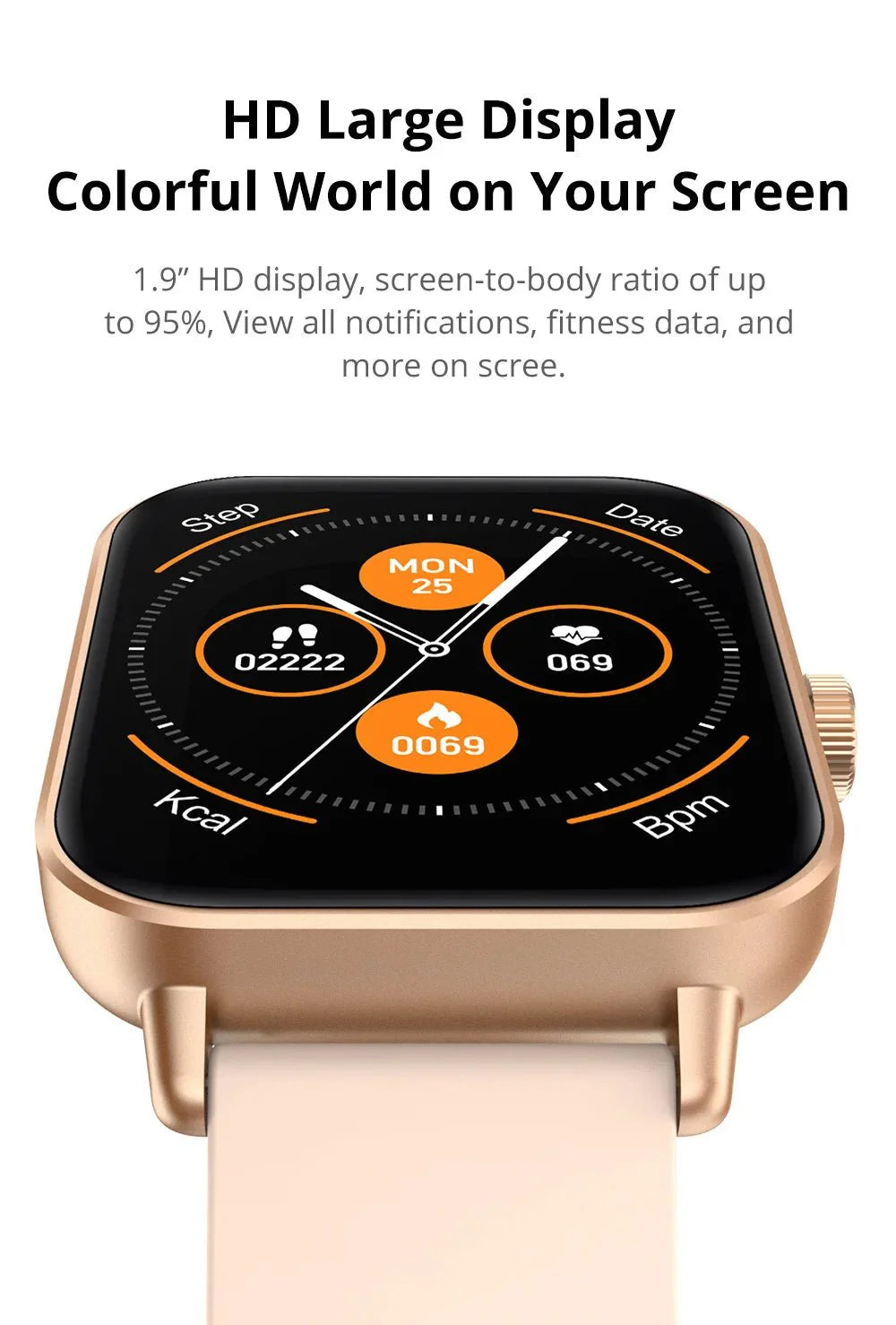Smart Watch 1.9" Screen | Heart Rate & Health Monitor | Bluetooth