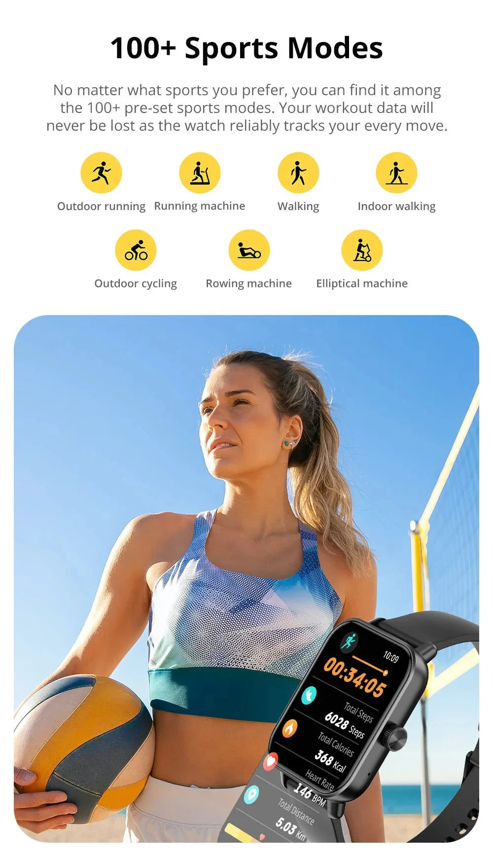 Smart Watch 1.9" Screen | Heart Rate & Health Monitor | Bluetooth
