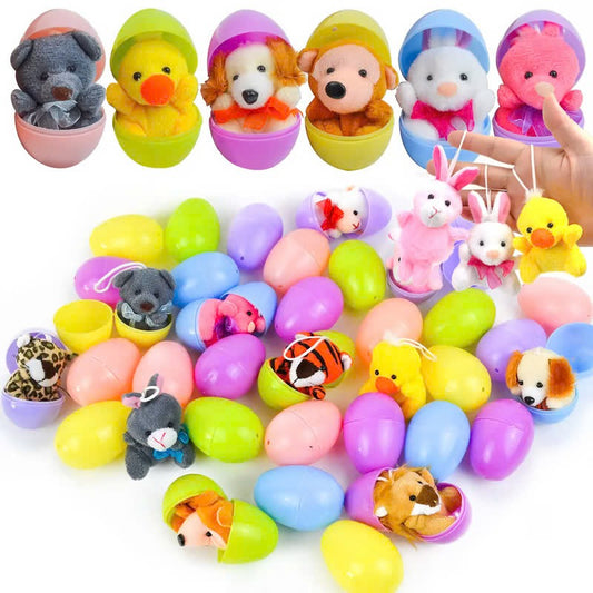 12/24/36 Pcs Prefilled Easter Eggs, Filled with Plush Animal Toys OvO HU01 Store