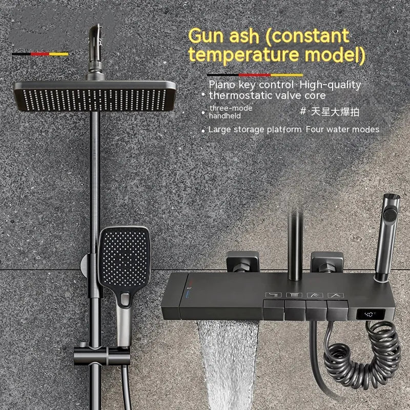 View details for Copper Button Constant Temperature Shower Set Digital Display Large Shower Set Gray Suit