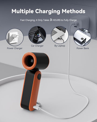 PLAYHOT Portable Handheld Turbo Fan 5Gear 17400 RPM, up to 8 Working Hours, Battery Operated, Air Turbo Tech Hand Fan for Outdoor Activities, Travel & Working