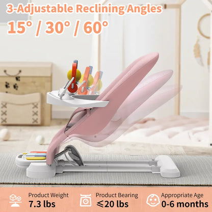 Three In One Baby Bouncer With Detachable Piano Pedals And Feeding Tray