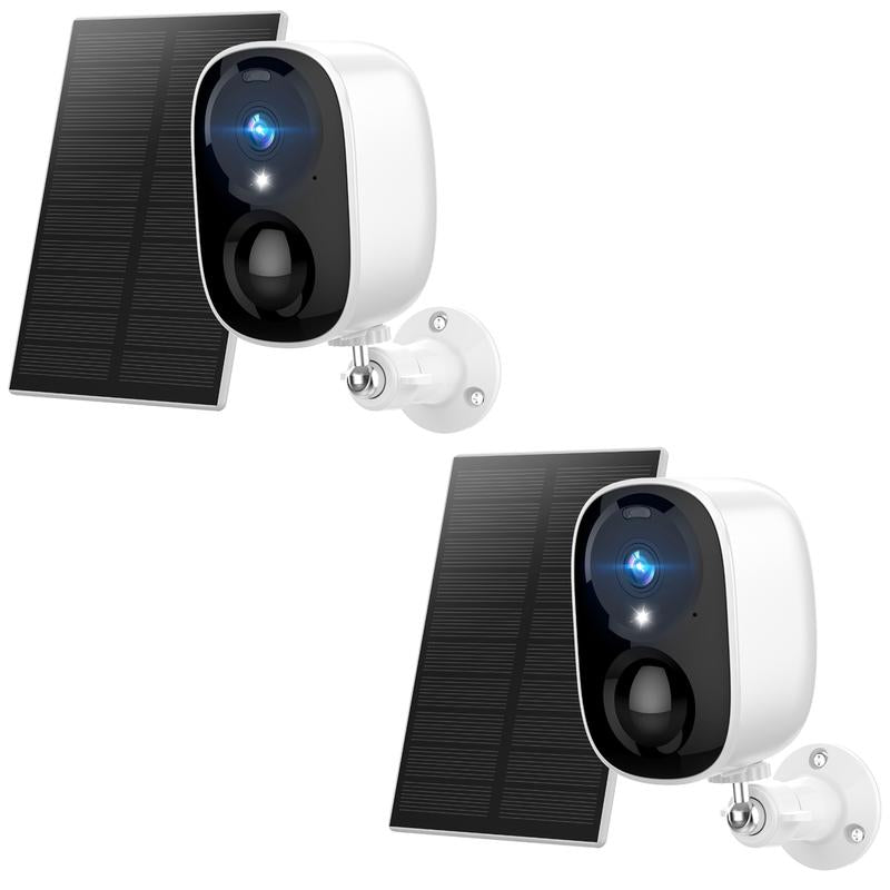 Hawkray Solar CCTV Wireless Camera Indoor Outdoor Wifi HD 2K Resolution Home Security Surveillance Video Night Version Cam Baby 3MP Two Way Audio White/Ir Dual Light Support Monitor