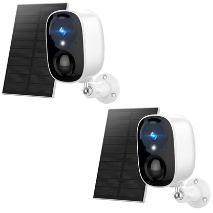 Hawkray Solar CCTV Wireless Camera Indoor Outdoor Wifi HD 2K Resolution Home Security Surveillance Video Night Version Cam Baby 3MP Two Way Audio White/Ir Dual Light Support Monitor