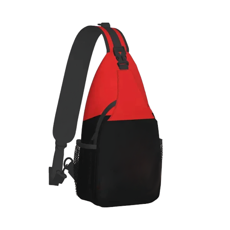 Bolso cruzado de pecho rojo y negro, duradero con correa ajustable y alta capacidad de almacenamiento