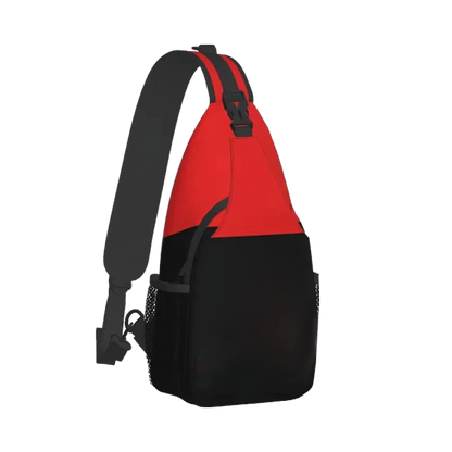 Red & Black Chest Crossbody Bag, Durable with Adjustable Strap and High Storage Capacity