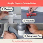 3 in 1 SET: Under Sink Mat with Cutout for Pipes-Cut to Size Under Sink Mat 34x22''-Cut to Fit Sink Mats Silicone