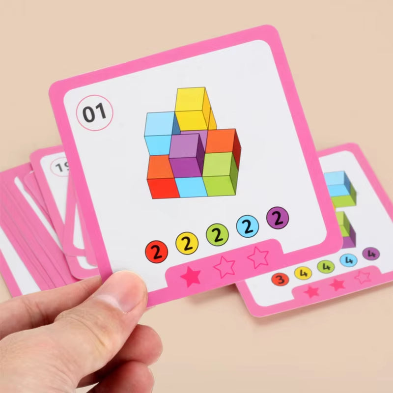 Montessori Magic Block Puzzle Toy Spatial Logical Thinking Training Game Rainbow Stacking Blocks Math Educational Toys for Child