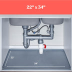 3 in 1 SET: Under Sink Mat with Cutout for Pipes-Cut to Size Under Sink Mat 34x22''-Cut to Fit Sink Mats Silicone
