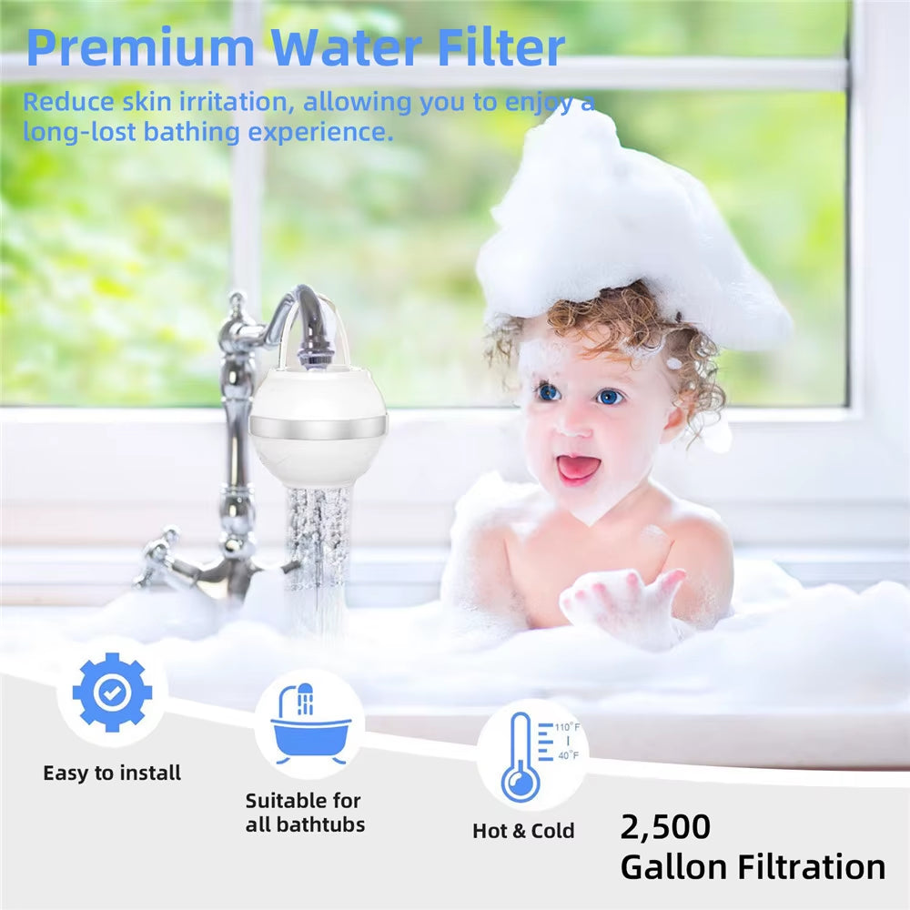 8-Layer Bath Ball Filter Faucet Filter for Bathtub Water Purifier Remove Pollutants Chlorine Fluoride Water Filtration System