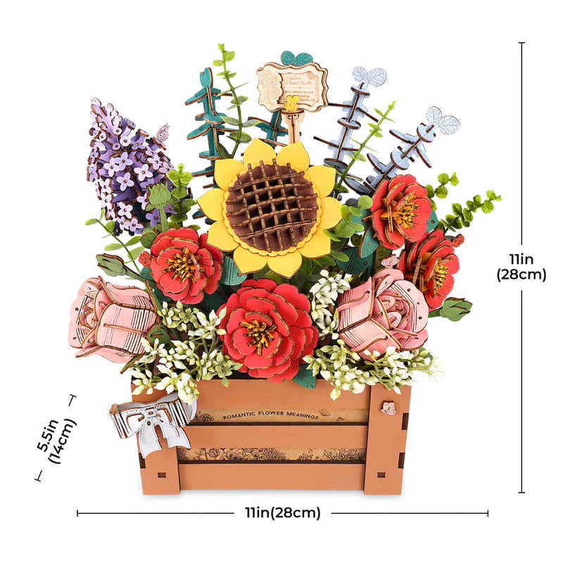 Romantic Wooden Flower Puzzle - Handcrafted 3D Floral Kit Robotime Official Store