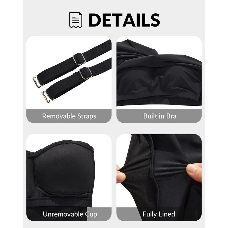 Daci Women Two Piece Tankini Swimsuits - Tummy Control Bathing Suits Bandeau Swim Top with High Waisted Bottom 2025 Dealsforyoudays