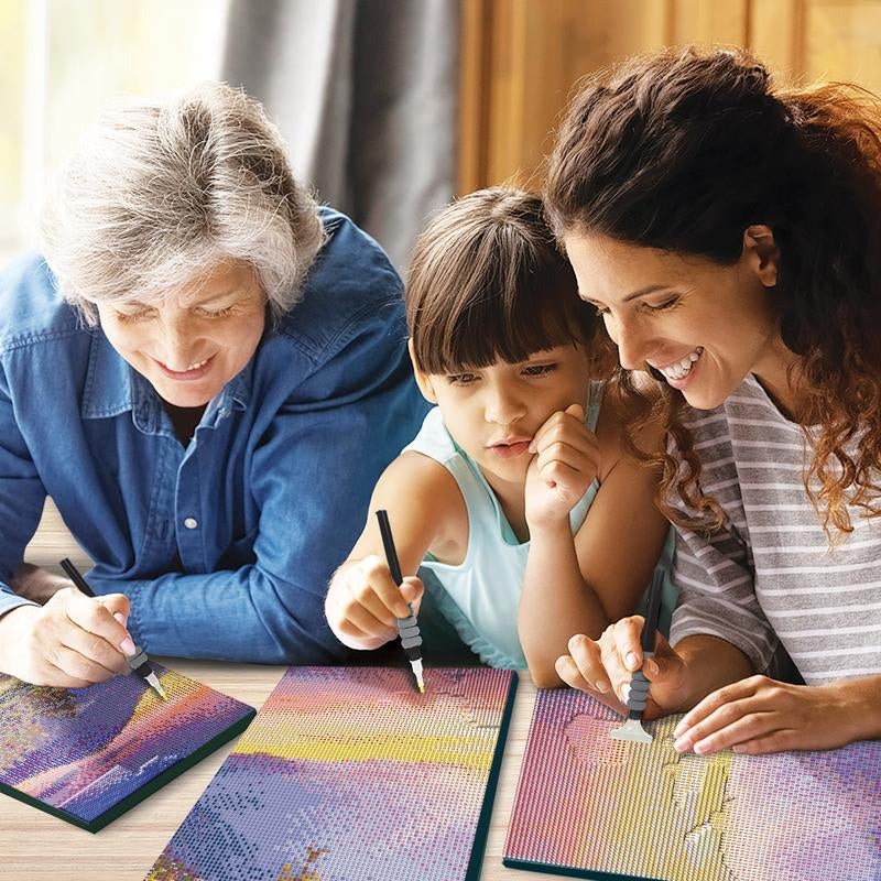 Artskills Mountain Sunset Diamond Painting Kit on Stretched Canvas 21" X 14" - Complete Professional Diamond Art Set W/ Storage and Accessories