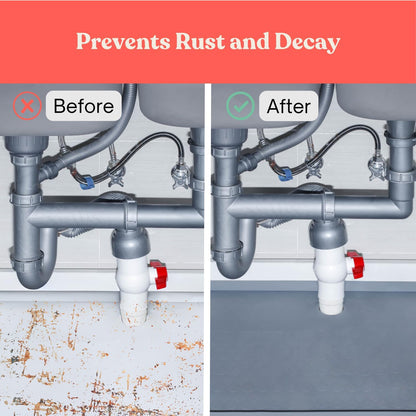 3 in 1 SET: Under Sink Mat with Cutout for Pipes-Cut to Size Under Sink Mat 34x22''-Cut to Fit Sink Mats Silicone
