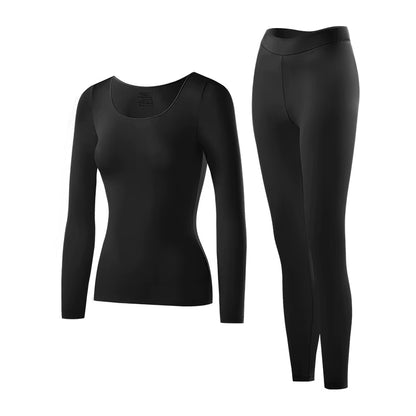 Women'S Seamless Thermal Underwear Ultra-Thin Set Breathable Comfortable Long Sleeve Slim Fit Base Top Highly Elastic Set