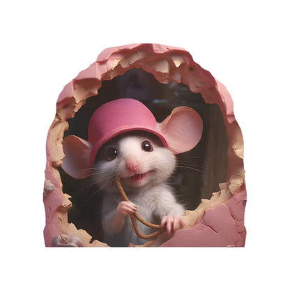 Cartoon Cute Little Mouse Hole Wall Stickers Kids Room Decoration PVC DIY Bedroom Mural Mous Reading Cooking Home Decor Declas