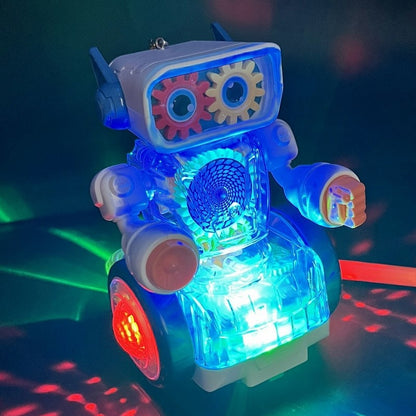 Children's Portable Electric Transparent Mechanical Gear Robot Colorful Luminous Music Lantern