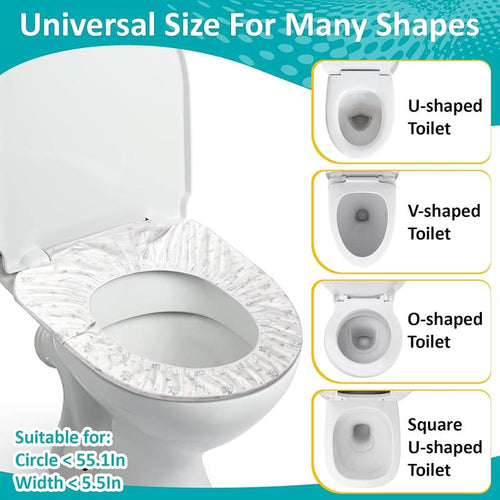 15-Pack Disposable Toilet Seat Covers – Waterproof Printed Non-Woven Toilet Mats, Individually Wrapped for Travel, Hotel, Hospital & Public Restroom Use Traditional