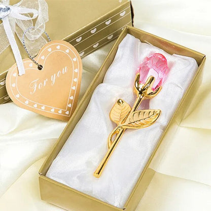 Valentines Day Gift Crystal Glass Rose Artificial Flower Silver Gold Rod Rose Flower for Girlfriend Wedding Gifts for Guest Shop1104358055 Store