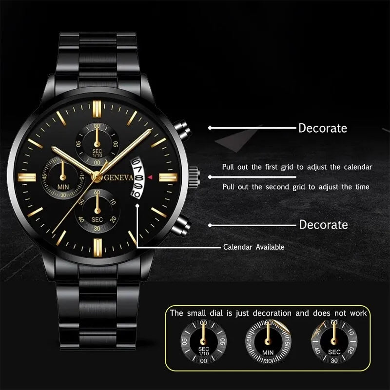 Fashion Men Stainless Steel Watch Luxury Calendar Quartz Men Watches Store