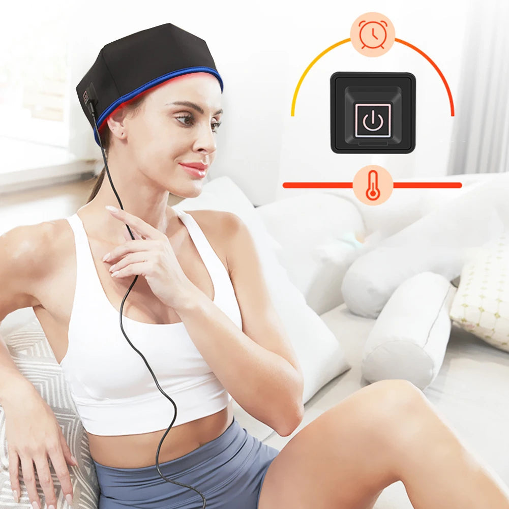 Red Light Hair Growth Cap Hair Growth Helmet Rechargeable Hair Growth Hat Hair Regrowth Beanie for Men Women