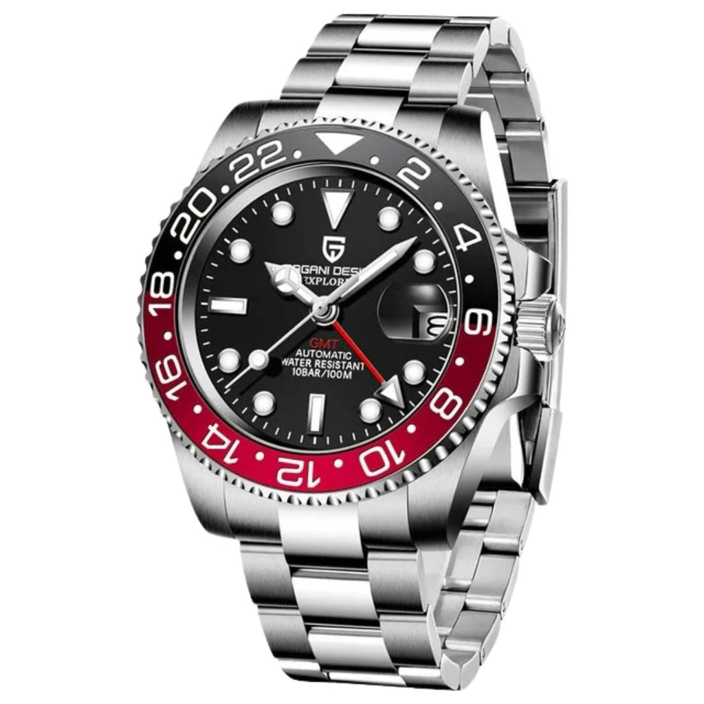 ELEGANCE® P1662 Men Watch Automatic Mechanical GMT Wristwatch Sapphire Glass Stainless Steel 100M Waterproof PAGANI DESIGN Men Watch Store