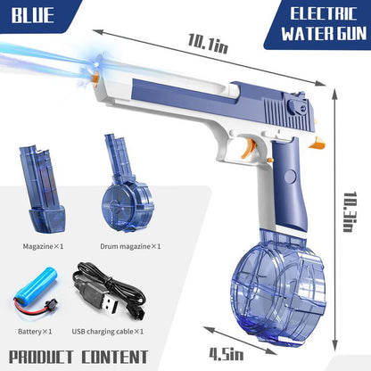 2025 NEW Electric Water Shooter, Water Blaster Swimming Pool Toys for Adults Kids Automatic Blaster with Light 32 FT Long Range Rechargeable Waterproof