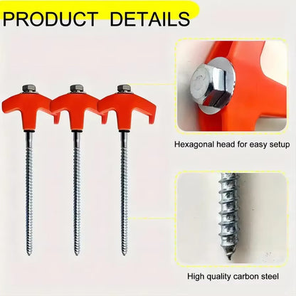 Screw in Tent Stakes 4 Pcs Tent Stakes Heavy Duty - Ground Anchors Screw in Tent Pegs Camping Stakes Metal Threaded Spikes
